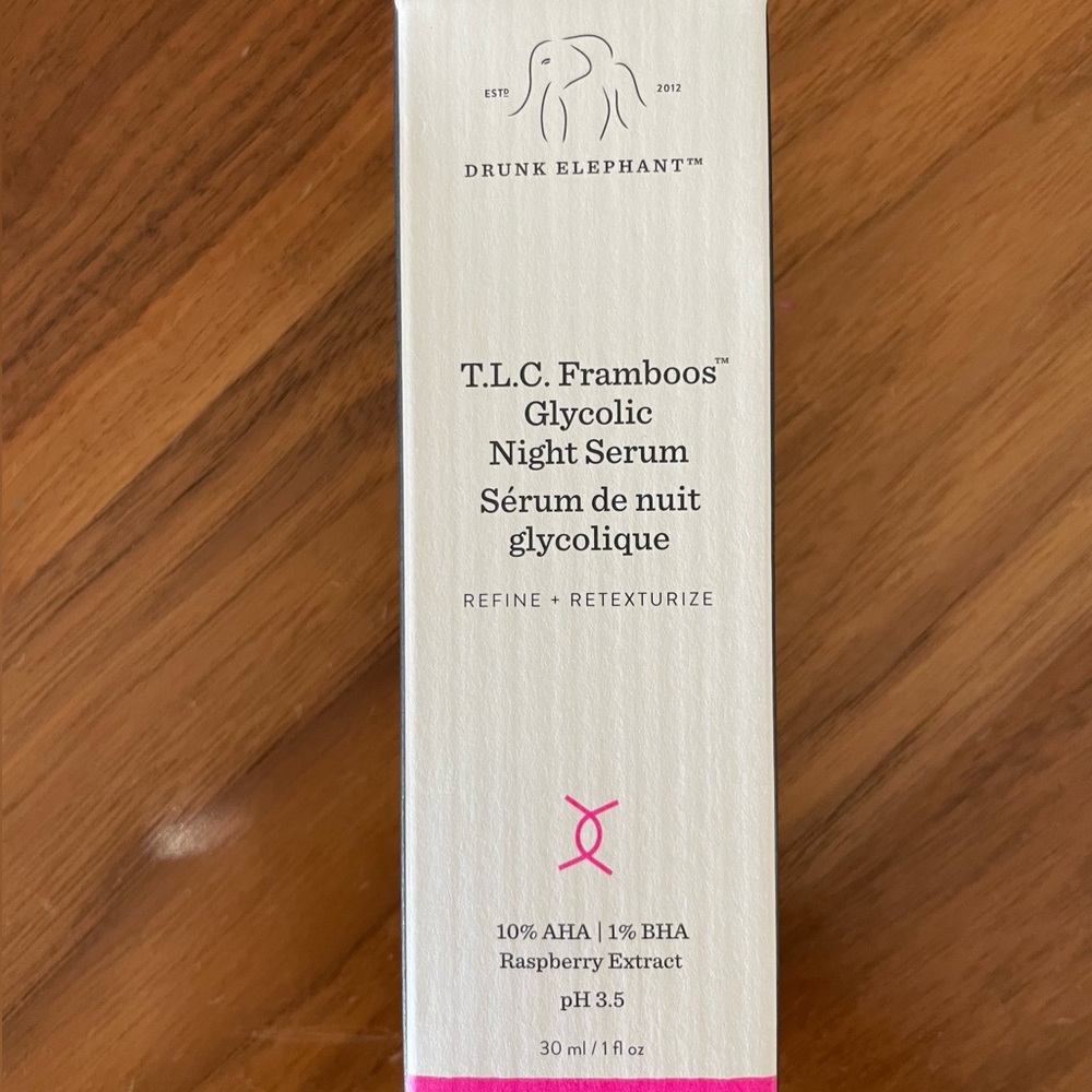 Drunk Elephant T.L.C. Framboos Glycolic Night Serum. Brand New in Box.